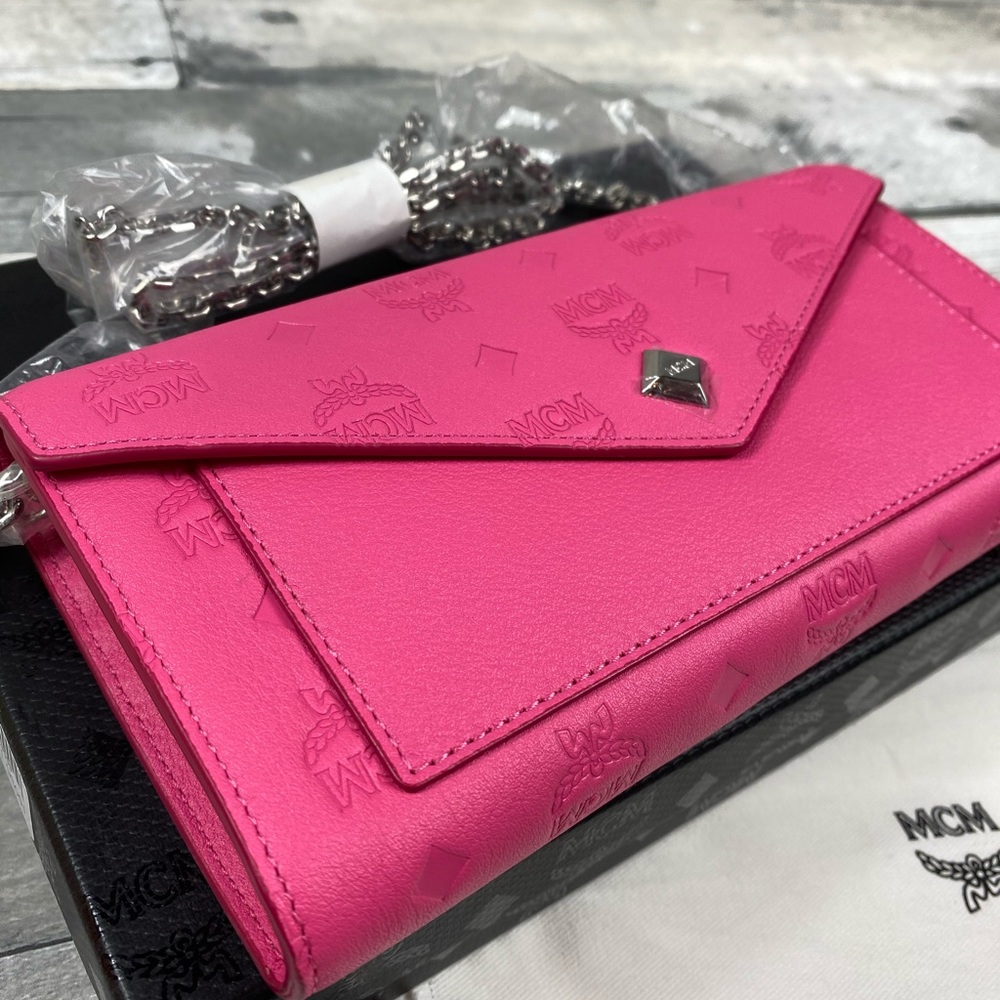 MCM large wallet crossbody two fold pink purse - Picture 2 of 11